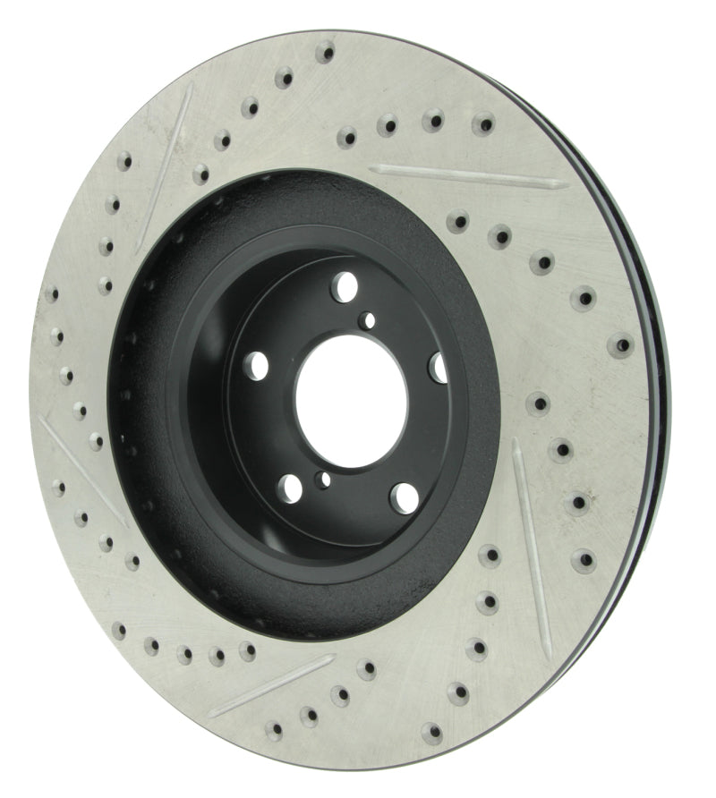 StopTech [02-07 WRX] Slotted and Drilled Left Front Rotor - Black E-Coated