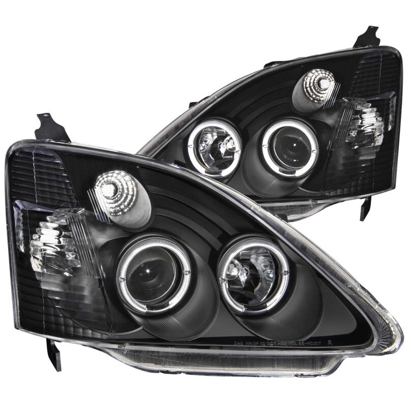 ANZO [02-04 Civic] Projector Headlight Set with Halo - Clear Lens, Black Housing