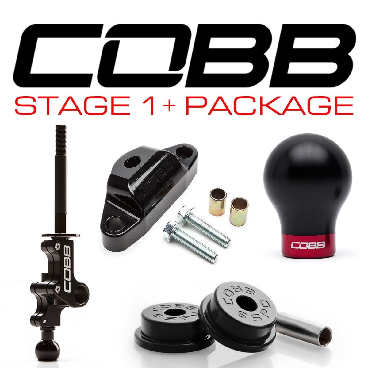 COBB [04-21 STI 6-Speed Manual] Stage 1+ Drivetrain Package with Weighted Knob - Black - JDMuscleShifter and Bushing Comboscobb215X01P-WK