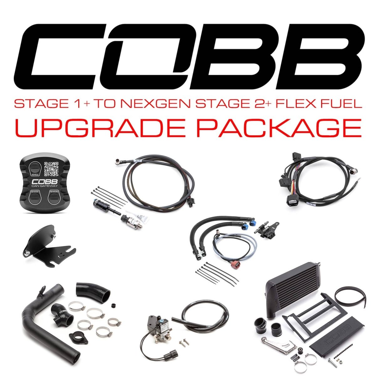 Cobb [15 - 17 WRX] Stage 1+ to NexGen Stage 2 + CAN Flex Fuel Power Package - Black - JDMuscleEngine Package DealscobbSUB004NG2W-BK1FF-S1P-UP