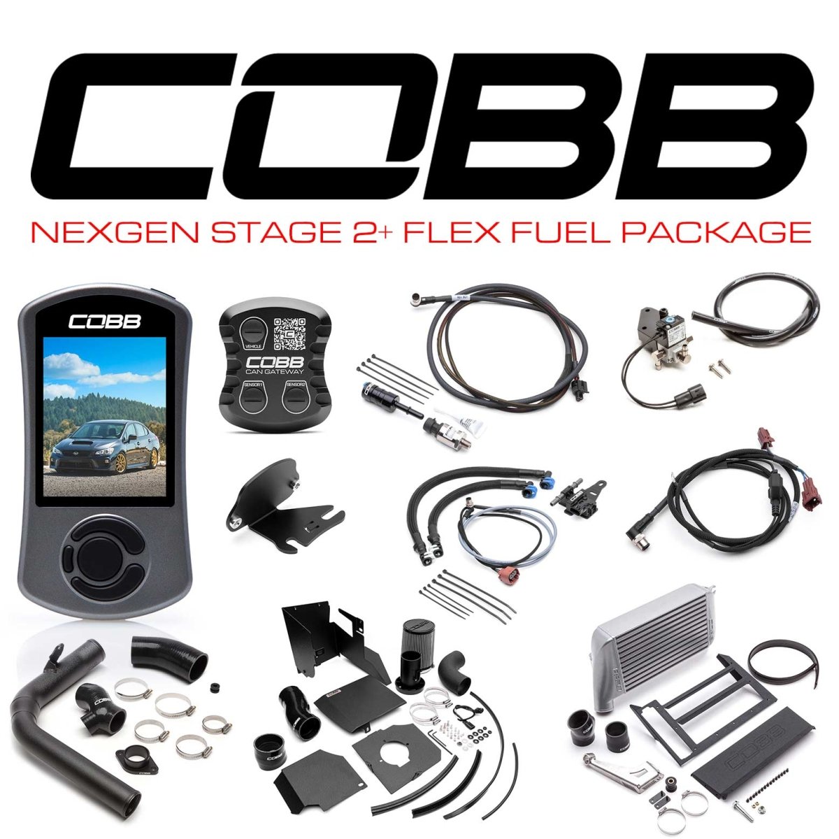Cobb [18 - 21 WRX] NexGen Stage 2 + CAN Flex Fuel Power Package SF Intake - Silver - JDMuscleEngine Package DealscobbSUB004NG2W2-SL2FF