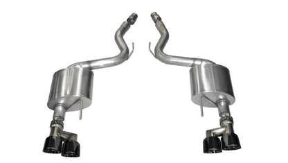 Corsa 2015 - 2017 Ford Mustang GT 5.0 3in Axle Back Exhaust Black Quad Tips | Sport - JDMuscleShop the look 2cor14334BLK
