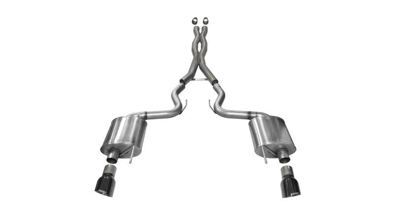 Corsa 2015 - 2017 Ford Mustang GT 5.0 3in Cat Back Exhaust Black Dual Tips | Sport - JDMuscleShop the look 2cor14332BLK