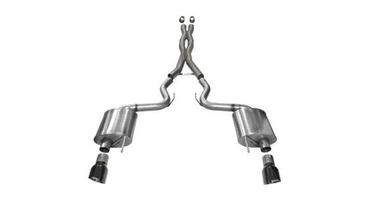 Corsa 2015 - 2017 Ford Mustang GT 5.0 3in Cat Back Exhaust Black Dual Tips | Sport - JDMuscleShop the look 2cor14332BLK