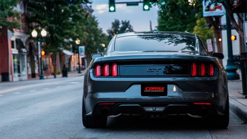 Corsa 2015 - 2017 Ford Mustang GT 5.0 3in Cat Back Exhaust Black Dual Tips | Sport - JDMuscleShop the look 2cor14332BLK