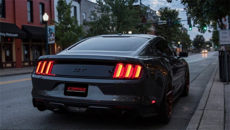 Corsa 2015 - 2017 Ford Mustang GT 5.0 3in Cat Back Exhaust Black Dual Tips | Sport - JDMuscleShop the look 2cor14332BLK