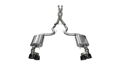 Corsa 2015 - 2017 Ford Mustang GT 5.0 3in Cat Back Exhaust Black Quad Tips | Sport - JDMuscleShop the look 2cor14337BLK