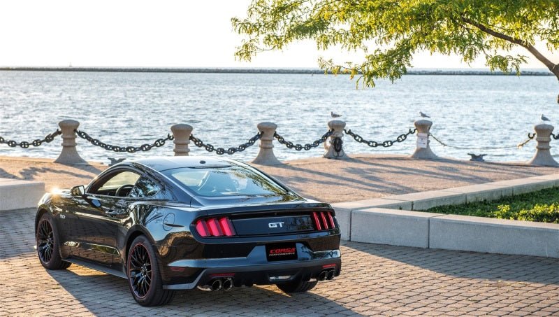 Corsa 2015 - 2017 Ford Mustang GT 5.0 3in Cat Back Exhaust Black Quad Tips | Xtreme - JDMuscleShop the look 2cor14335BLK