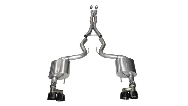 Corsa 2015 - 2017 Ford Mustang GT 5.0 3in Cat Back Exhaust Black Quad Tips | Xtreme - JDMuscleShop the look 2cor14335BLK