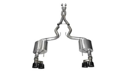 Corsa 2015 - 2017 Ford Mustang GT 5.0 3in Cat Back Exhaust Black Quad Tips | Xtreme - JDMuscleShop the look 2cor14335BLK