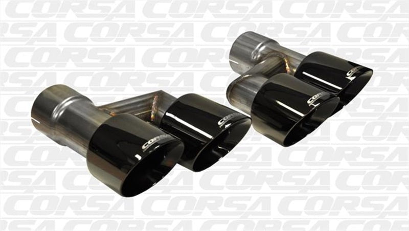Corsa 2015 - 2017 Ford Mustang GT 5.0 Black Quad Tips Kit - JDMuscleShop the look 2cor14333BLK