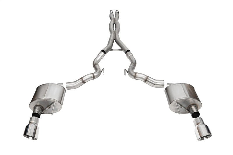Corsa 2024 Ford Mustang GT Conv. Xtreme CatBack Ex. Sys. 3.0in Dual Rear Exit w/4.5in Pro Series Tip - JDMuscleShop the look 2cor21270