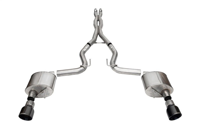 Corsa 2024 Ford Mustang GT Xtreme Cat - Back Ex. Sys. 3.0in Dual Rear Exit w/4.5in Black PVD Pro Tips - JDMuscleShop the look 2cor21250BLK