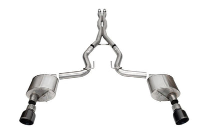 Corsa 2024 Ford Mustang GT Xtreme Cat - Back Ex. Sys. 3.0in Dual Rear Exit w/4.5in Black PVD Pro Tips - JDMuscleShop the look 2cor21250BLK