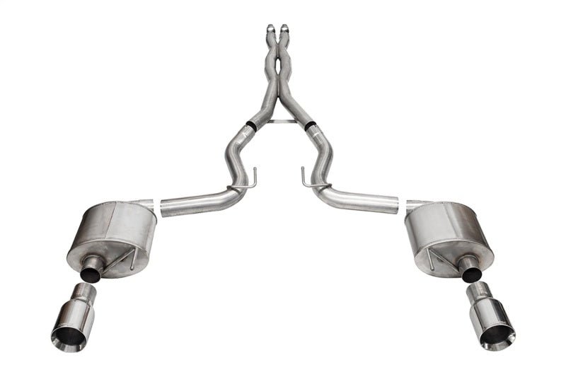 Corsa 2024 Ford MustangGT Sport Cat - Back Exhaust Sys. 3.0in Dual Rear Exit w/4.5in StraightCut Tips - JDMuscleShop the look 2cor21255
