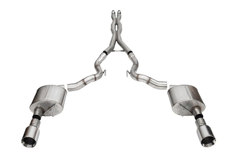 Corsa 24 Ford Mustang GT Conv. Xtreme Cat - Back Ex. Sys. 3.0in Dual Rear Ex w/4.5in StraightCut Tips - JDMuscleShop the look 2cor21271