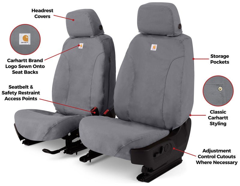 Covercraft Carhartt SeatSaver Custom Second Row Seat Covers for Toyota Tundra 2022 - 2023 - Gravel | cvrSSC8538CAGY - JDMuscleSPK737880