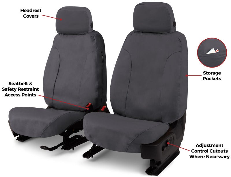 Covercraft Polycotton Second Row Seat Covers for Toyota Tacoma 2016 - 2023 - Charcoal | cvrSS8452PCCH - JDMuscleSPK737644
