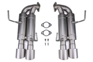 cp-e 15-18 STI / 15-21 WRX Austenite Dual Muffler Axle Back Exhaust w/ Titan Finish 4" Double Wall Tips | SBAE00002T