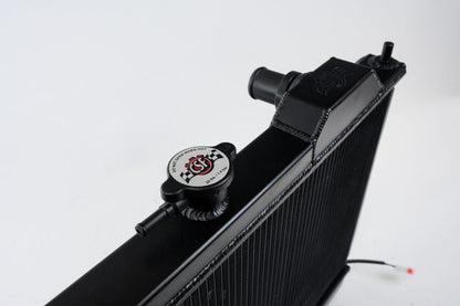 CSF 96 - 07 Mitsubishi Evo 4/5/6/7/8/9 Full - Slim Radiator w/12in Fan & Shroud/ - 16AN - Black - JDMuscleNon - Categorizedcsf7075B