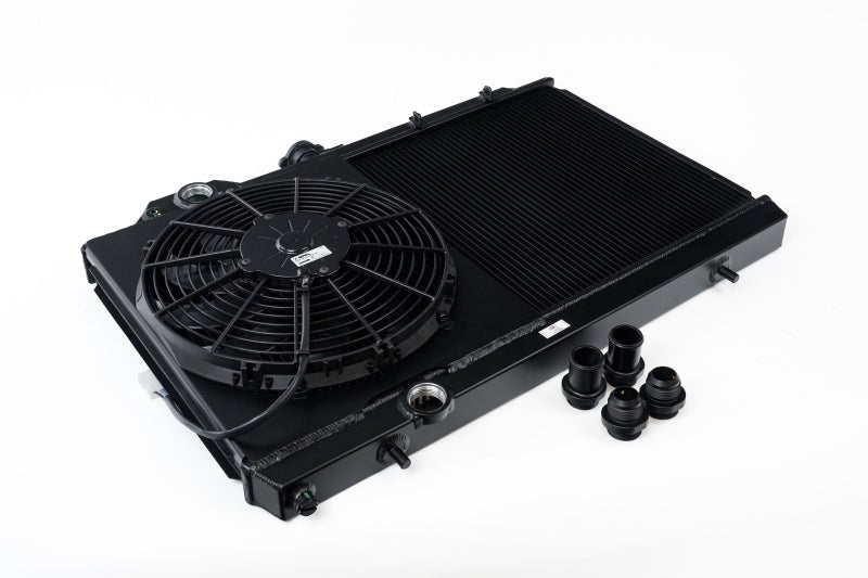 CSF 96 - 07 Mitsubishi Evo 4/5/6/7/8/9 Full - Slim Radiator w/12in Fan & Shroud/ - 16AN - Black - JDMuscleNon - Categorizedcsf7075B