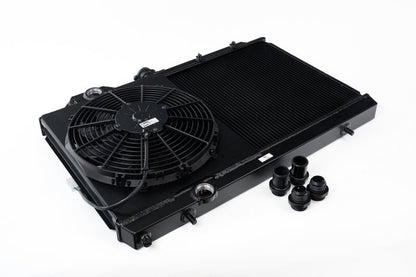 CSF 96 - 07 Mitsubishi Evo 4/5/6/7/8/9 Full - Slim Radiator w/12in Fan & Shroud/ - 16AN - Black - JDMuscleNon - Categorizedcsf7075B