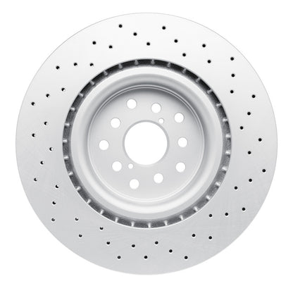 R1 Concepts [18-25 WRX STI] Front GeoMET Drilled Carbon Alloy Brake Rotor - Black Hat