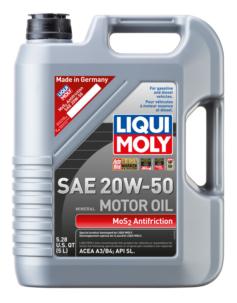 LIQUI MOLY 20W-50 MoS2 Anti-Friction Motor Oil 5L - Part Number 22072