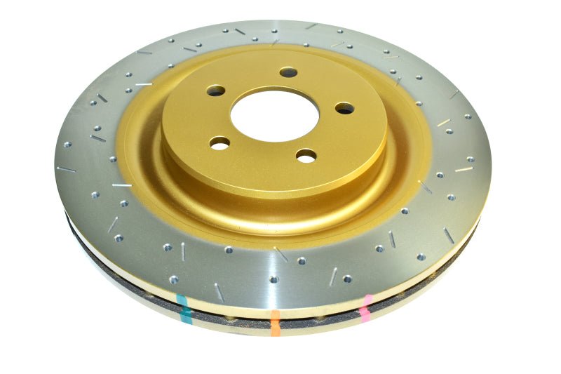 DBA 01 - 07 Subaru Impreza WRX STI 4000 XS Cross Drilled & Slotted Rear Rotor w/Gold Hat - JDMuscleSPKdba4656XS-10