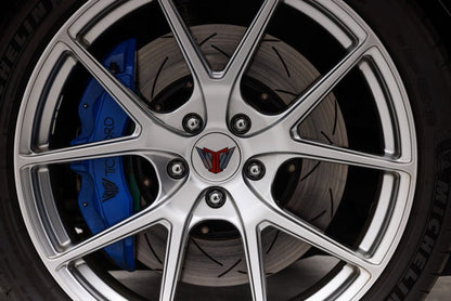 DBA 2020+ Chevrolet Corvette C8 Z51 Front 2 - Piece Cross Drilled 5000 Series Rotor | dbaDBA53928BLKXD - JDMuscleSPK556448