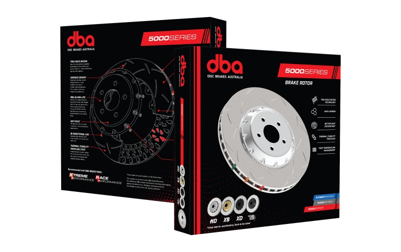 DBA 2020+ Chevrolet Corvette C8 Z51 Front 2 - Piece Cross Drilled 5000 Series Rotor | dbaDBA53928BLKXD - JDMuscleSPK556448