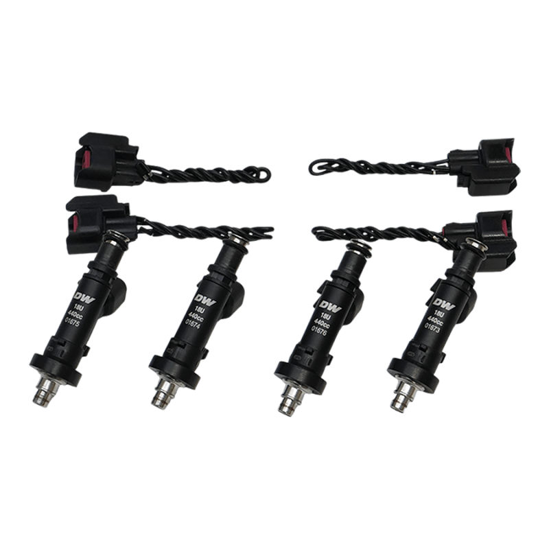 DeatschWerks [91-01 Integra / 92-00 Civic] 450cc Fuel Injectors, Matched Set of 4 - Black - JDMuscleFuel Injectors and Accessoriesdwk18U-04-0450-4