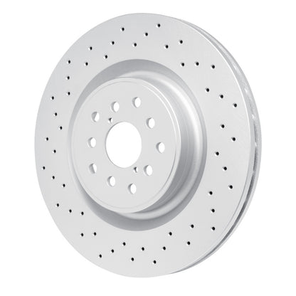 R1 Concepts [18-25 WRX STI] Front GeoMET Drilled Carbon Alloy Brake Rotor - Black Hat