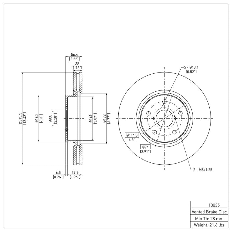 DFC 06 - 21 Subaru B9 Tribeca Front Brake Rotor – Precision Mill - Balanced for Smooth Stopping | dfc600 - 13035 - JDMuscleSPK918901