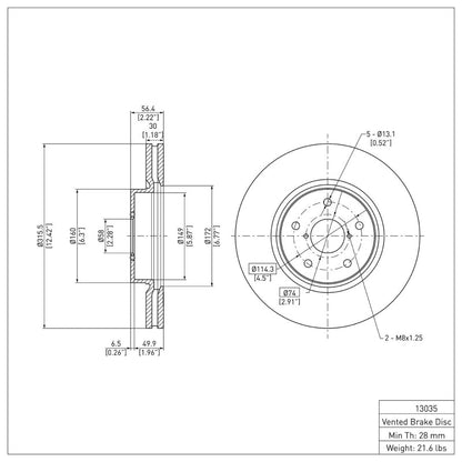 DFC 06 - 21 Subaru B9 Tribeca Front Brake Rotor – Precision Mill - Balanced for Smooth Stopping | dfc600 - 13035 - JDMuscleSPK918901
