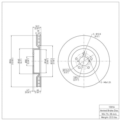 DFC 13 - 17 Subaru WRX Front Brake Rotor - OE Vane Configuration for Optimal Heat Dissipation | dfc600 - 13016 - JDMuscleSPK919031