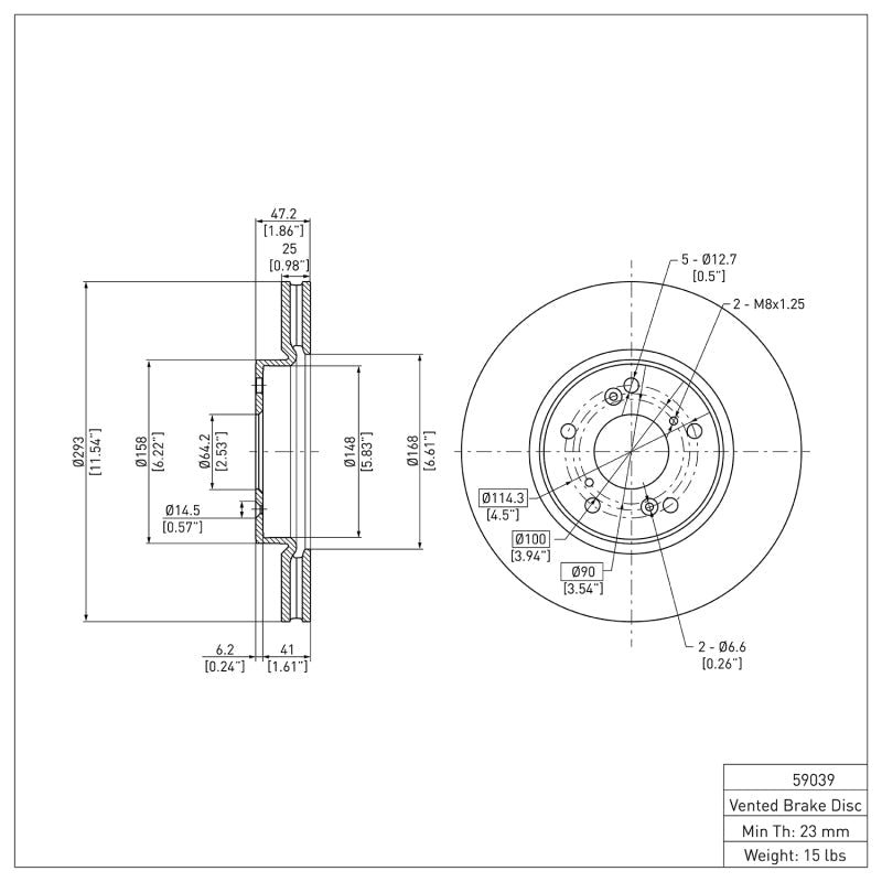 DFC 13 - 22 Honda Accord Coupe Front Brake Rotor - Precision Mill - Balanced for Smooth Stopping | dfc600 - 59039 - JDMuscleSPK918130
