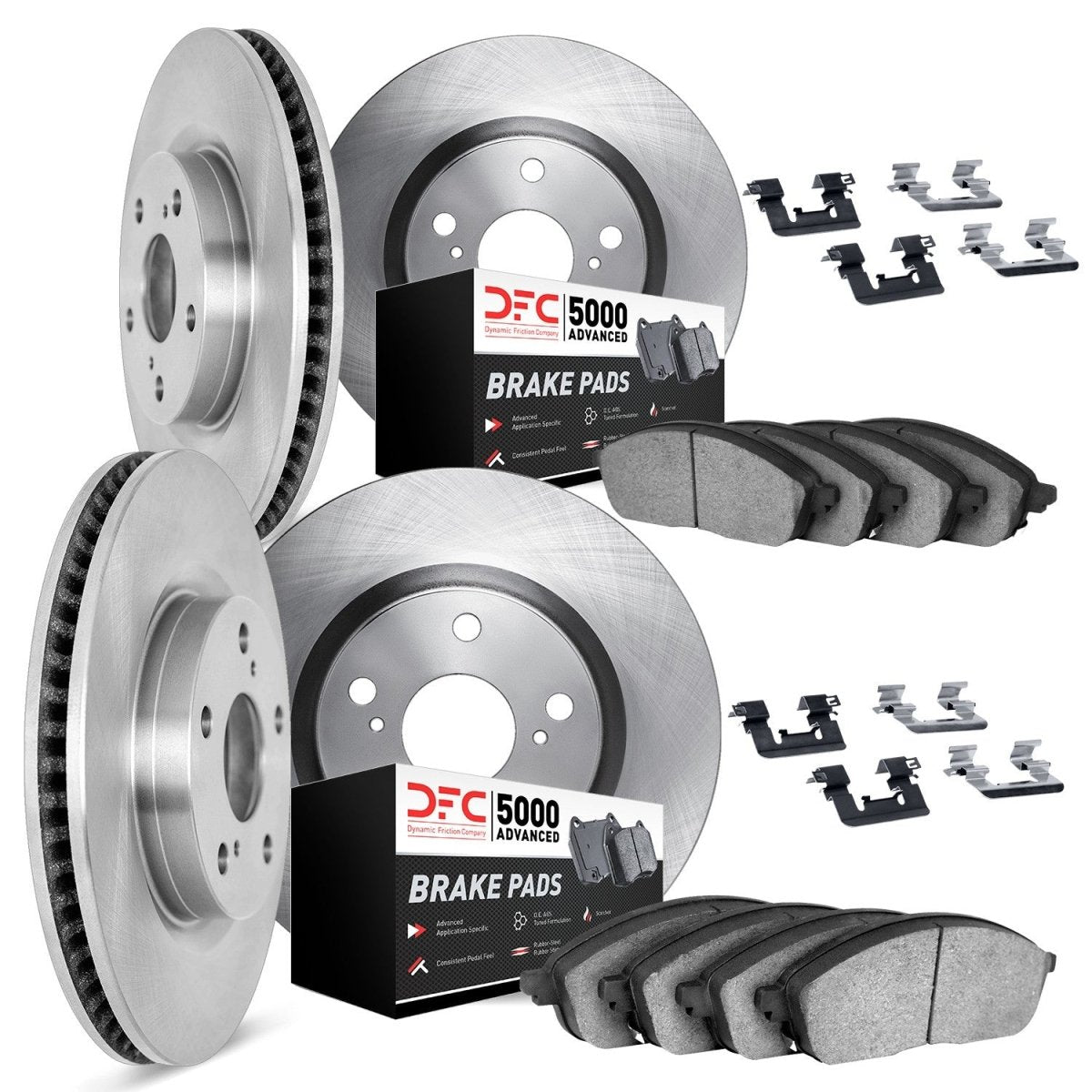 DFC [18-21 WRX STI] Front and Rear Brake Rotors with 5000 Advanced Brake Pads and Hardware - Black Finish - JDMuscleBrake Kitsdfc6514-13136