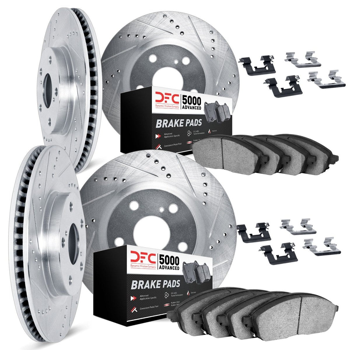 DFC [18-25 WRX] Front and Rear Drilled and Slotted Rotors with 5000 Advanced Pads and Hardware - Silver - JDMuscleBrake Kitsdfc7514-13057