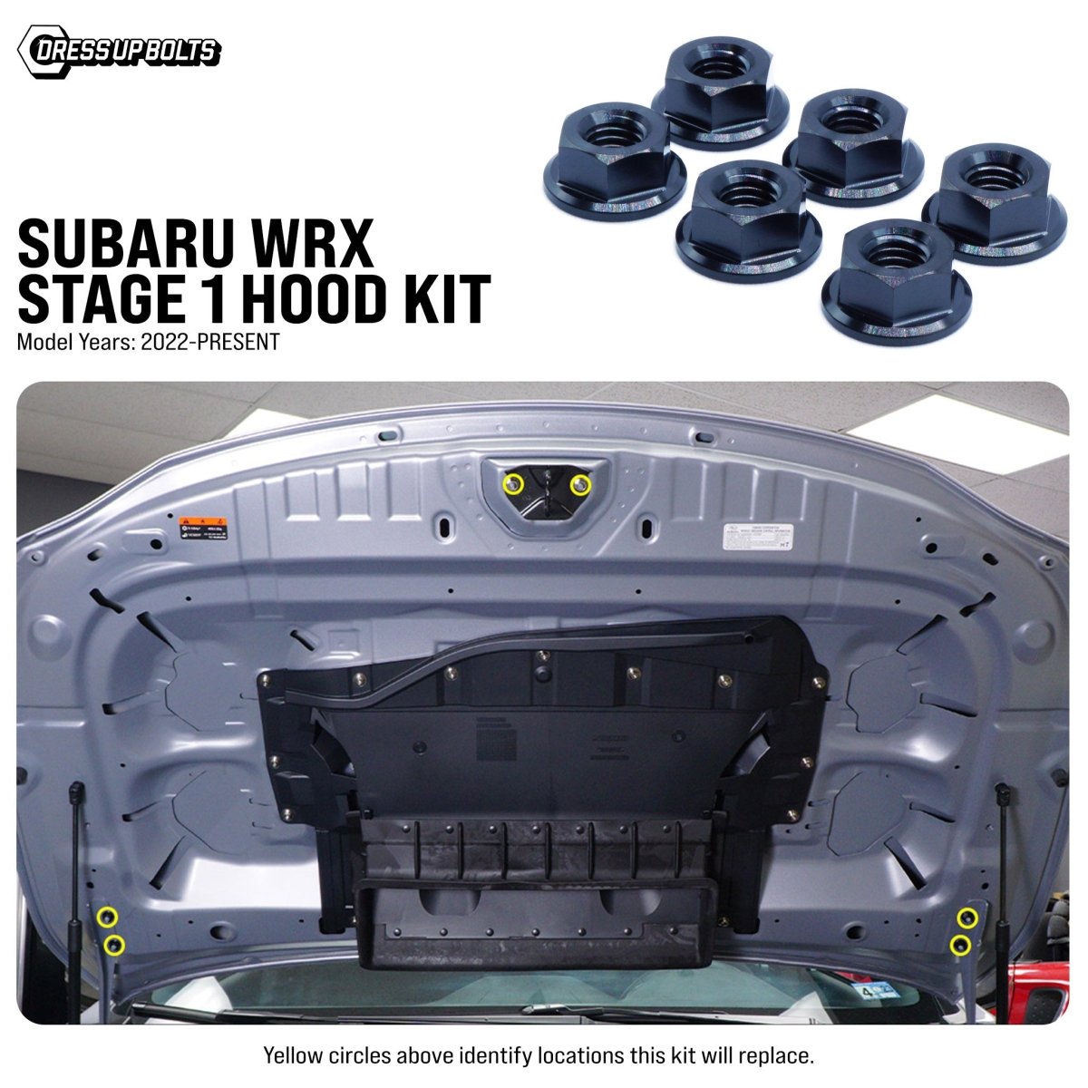 Dress Up Bolts [22 - 26 WRX] Stage 1 Titanium Hardware Hood Kit - JDMuscleDress Up HardwaresSUB-040-Ti-BLKBlack