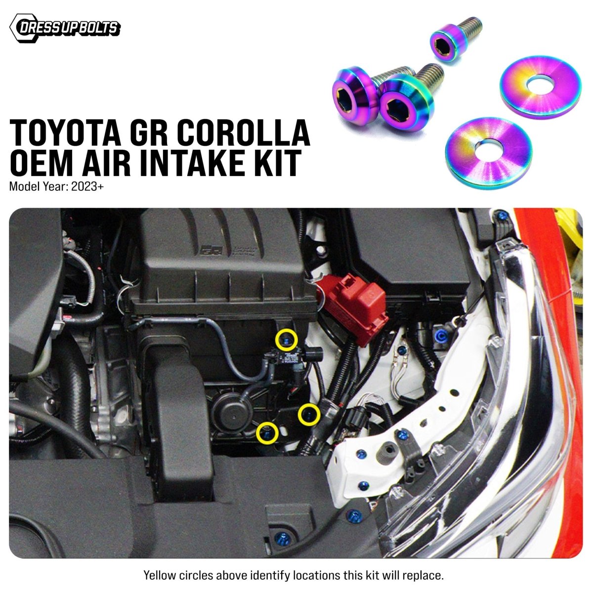Dress Up Bolts [23+ GR Corolla] Titanium Hardware OEM Air Intake Kit - JDMuscleDress Up BoltsTOY-054-Ti-TBCosmic Burn