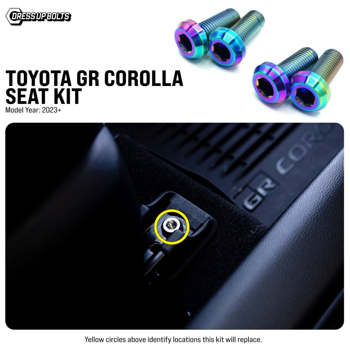 Dress Up Bolts [23+ GR Corolla] Titanium Hardware Seat Kit - JDMuscleDress Up BoltsTOY-058-Ti-TBCosmic Burn
