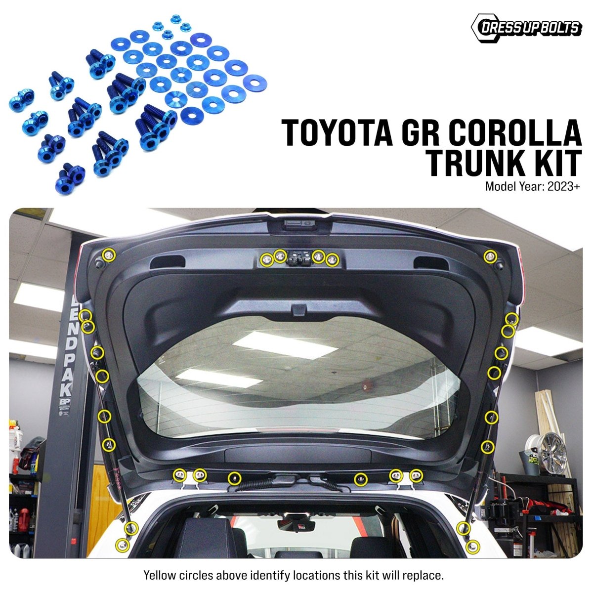 Dress Up Bolts [23+ GR Corolla] Titanium Hardware Trunk Kit - JDMuscleDress Up BoltsTOY-059-Ti-BLUBlue