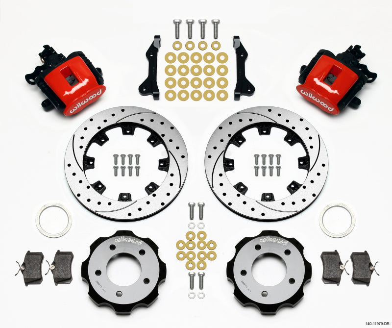 Wilwood [06-15 Civic] Combination Parking Brake Rear Kit - 12.19-Inch Drilled Rotor, Red Calipers