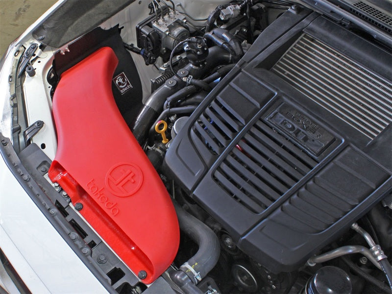 aFe Takeda Stage-2 Cold Air Intake System for [15-18 WRX] - Wrinkle-Black Tube, Red Scoop