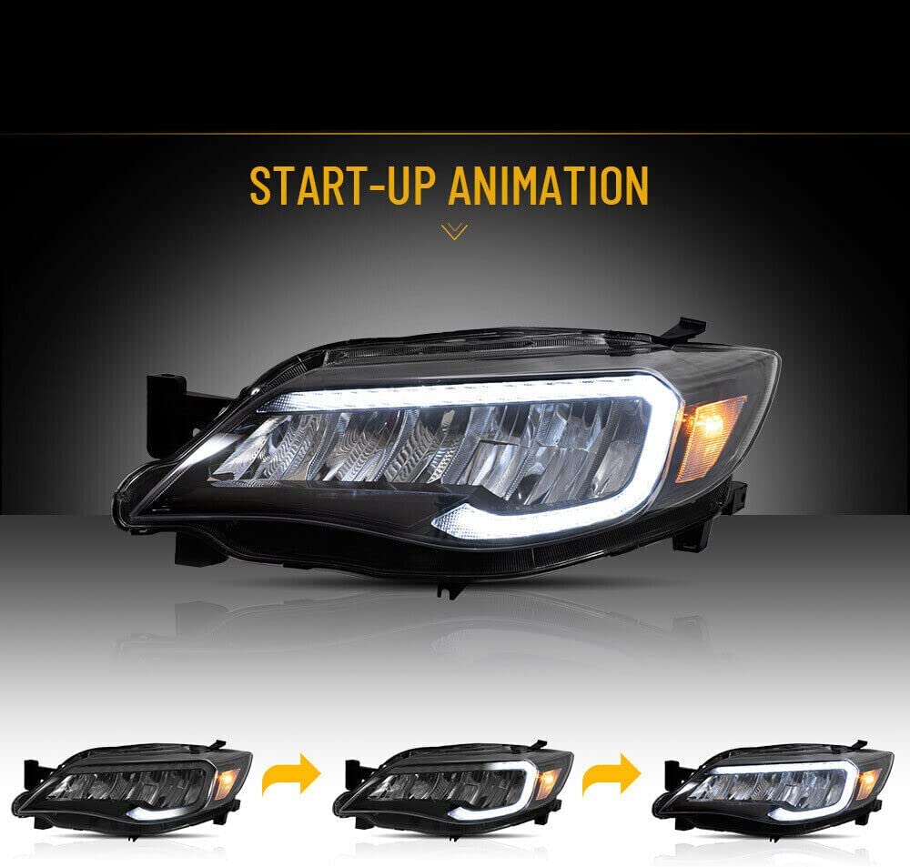 VLAND LED Headlights For Subaru WRX STI 2008-2014 [Not Fit Models with AFS/SRH ] With Animation & Breathing DRL