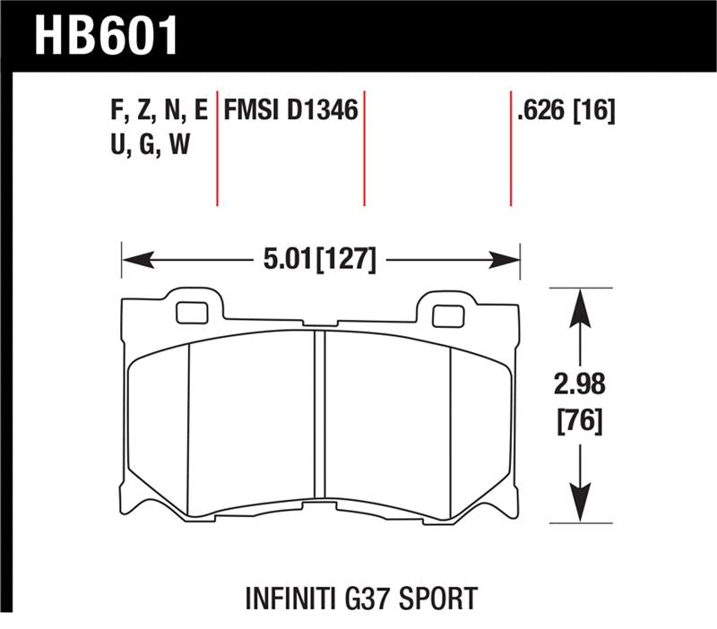 Hawk Performance [09-13 350Z, 370Z, G37] DTC-60 Front Disc Brake Pads - High-Temperature Compound