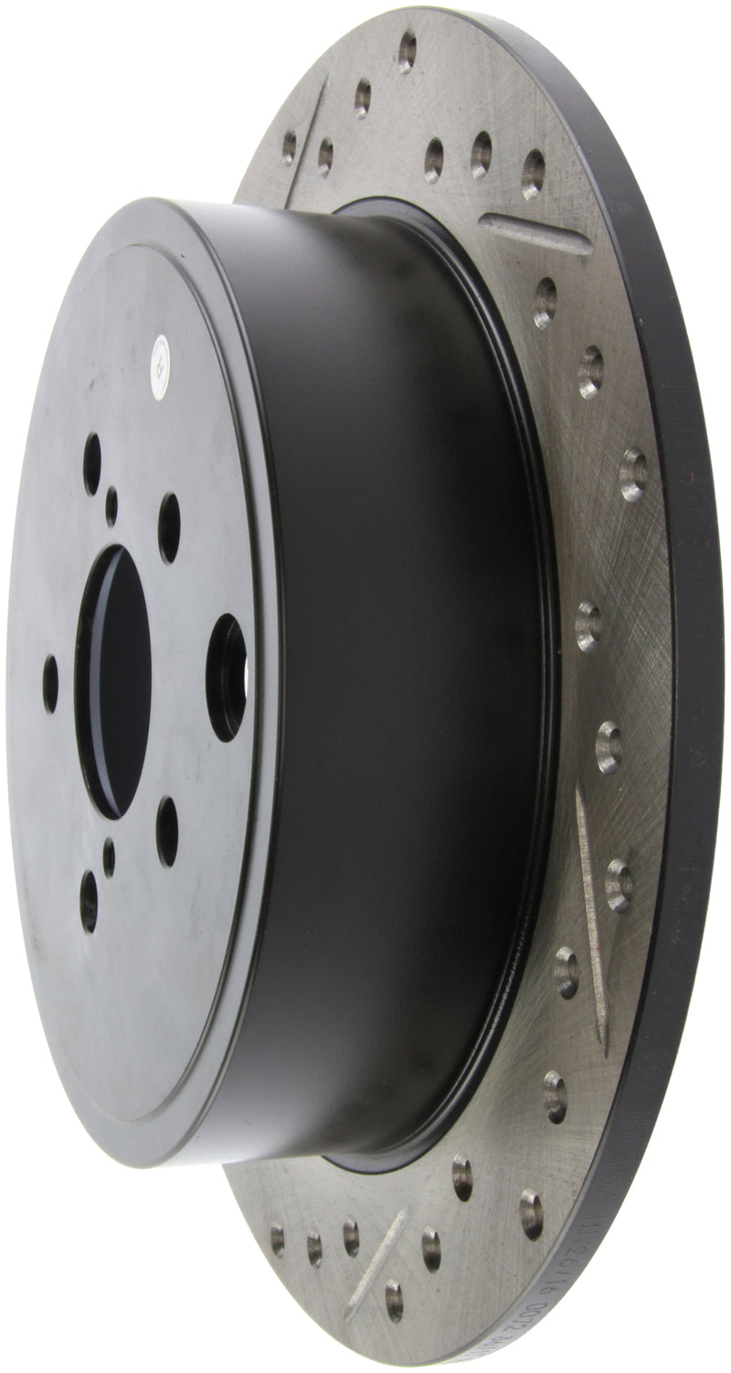 StopTech [08-10 Impreza WRX, 08-10 Impreza Coupe/Sedan] Drilled and Slotted Right Rear Rotor - Black E-Coated, Part 127.47029R