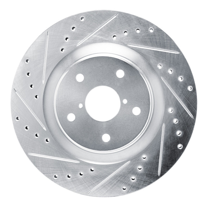 R1 Concepts [20-20 Legacy] [20-20 Outback] Front Left Drilled and Slotted Brake Rotor - Silver