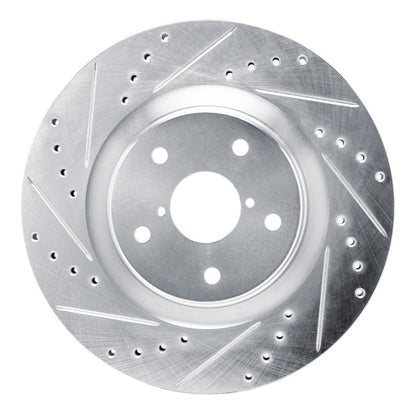 R1 Concepts [20-20 Legacy] [20-20 Outback] Front Left Drilled and Slotted Brake Rotor - Silver